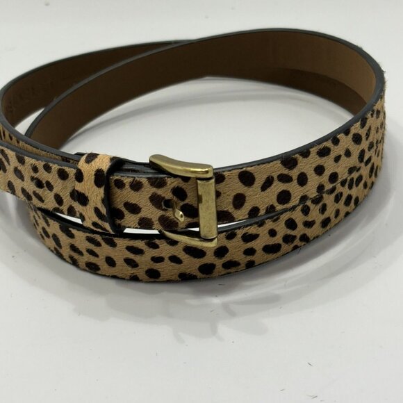 LOFT Other - Live Love Loft Genuine Leather Belt LG Animal Print Calf Hair Skinny Gold Buckle